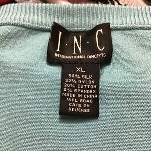 INC INTERNATIONAL CONCEPT  women’s sweater  half wrap w/ties in front blue/green